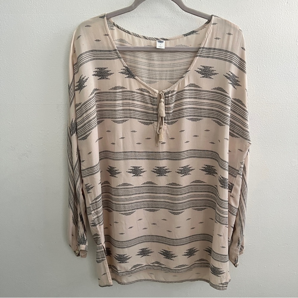 Old Navy Tassel peasant blouse top peasant western Aztec Flowy Boho MEDIUM